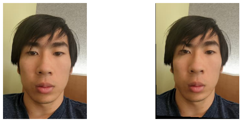 Left is my normal face. Right is my face warped onto my unique features with \alpha=0.5.
